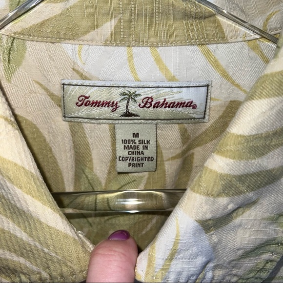 Tommy Bahama Mens Button Down Green Polo 100% Silk - Picture 5 of 7